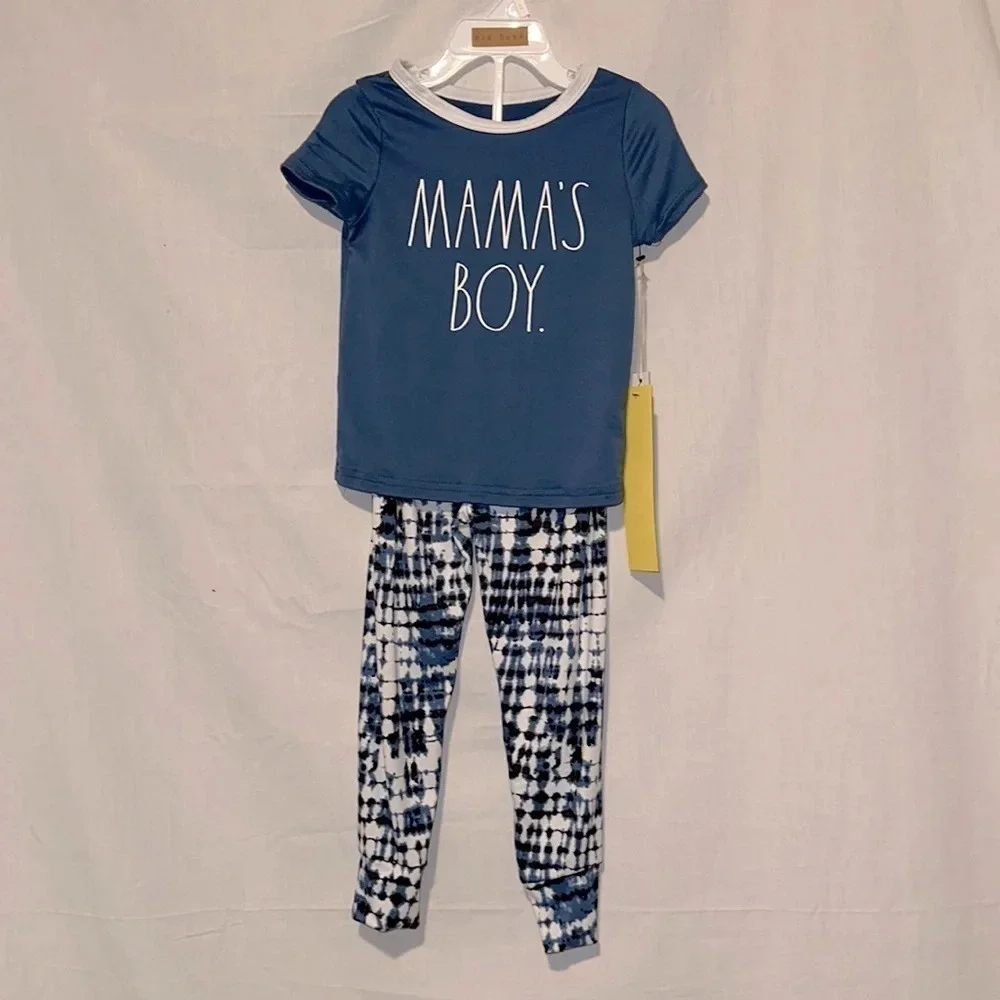 Nwt boys Rae Dunn “mama’s Boy” short sleeve shirt & pants pajama set size 4t